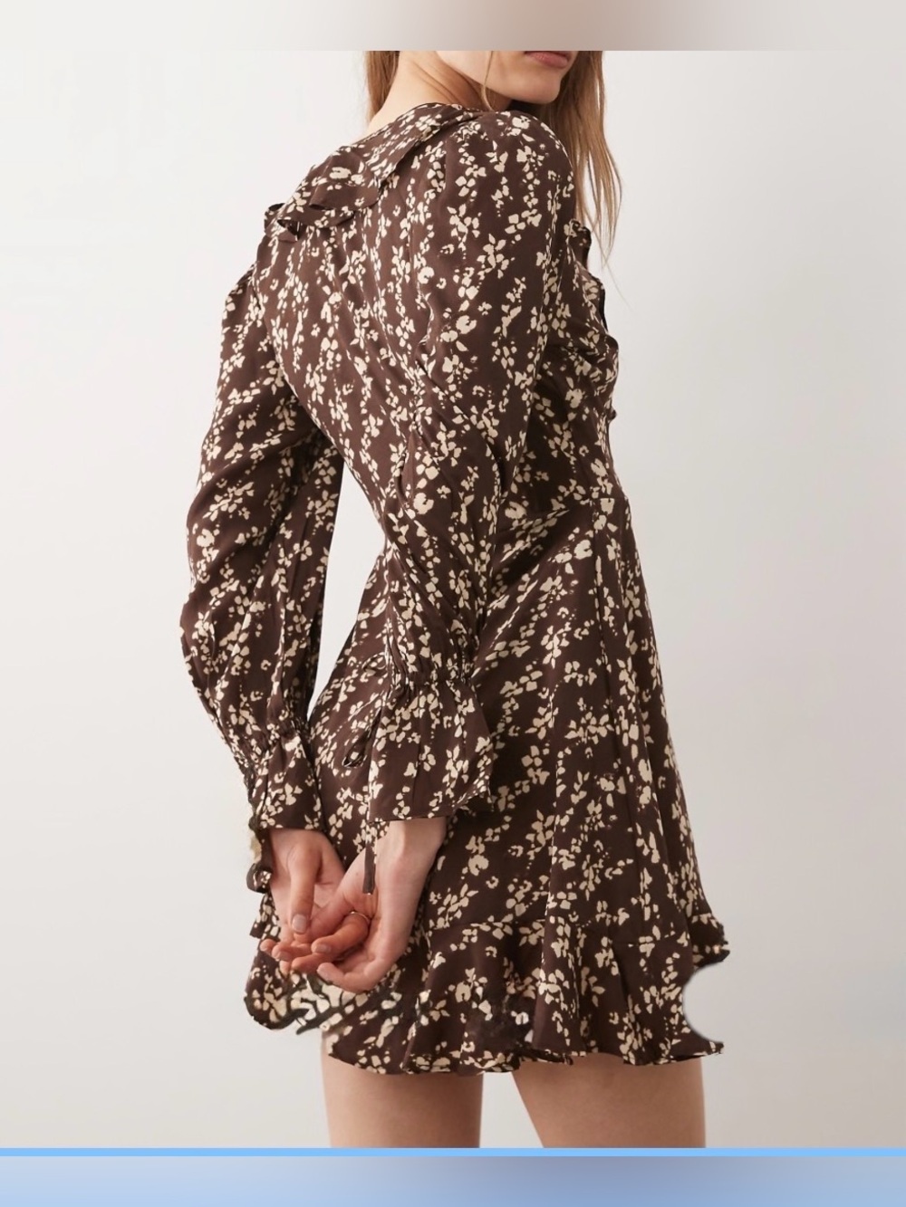 Asos Fairycore Ditsy Lace-Up Front Mini Dress in Brown and Green 2P